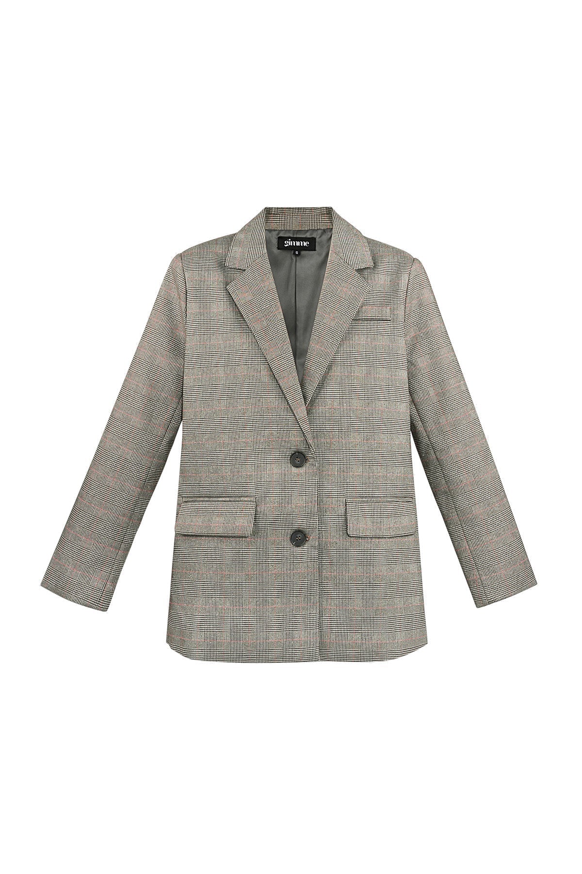 Oversized-Blazer – Damen-Blazer mit lockerer Passform und einreihiger Knopfleiste im Karomuster