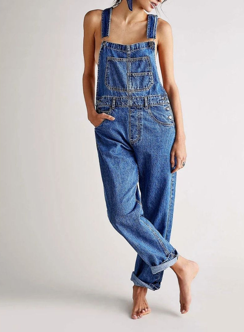 Latzhose aus Denim – Lässig – Ärmellos – Denim-Overall – Denim-Latzhose für Damen