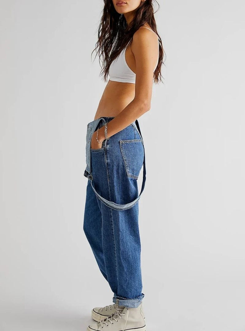 Latzhose aus Denim – Lässig – Ärmellos – Denim-Overall – Denim-Latzhose für Damen