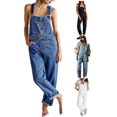 Latzhose aus Denim – Lässig – Ärmellos – Denim-Overall – Denim-Latzhose für Damen
