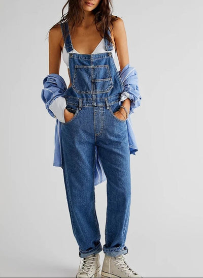 Latzhosen | Verstellbare Träger | Locker geschnitten | Jeans-Latzhosen | Latzhosen für Frauen