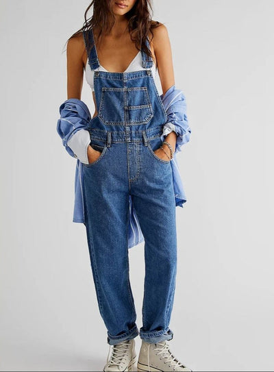 Latzhose aus Denim – Lässig – Ärmellos – Denim-Overall – Denim-Latzhose für Damen