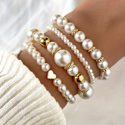 Perlenarmband – Elegantes Armband-Set für Frauen aus Gold und Perlen