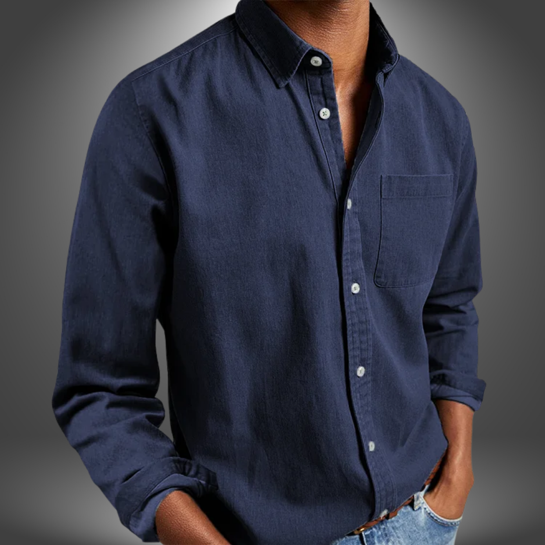 Denim Hemd | Langarm | Normale Passform | Button-Up Hemd | Herrenhemden