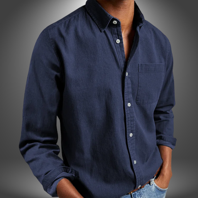 Denim Hemd | Langarm | Normale Passform | Button-Up Hemd | Herrenhemden