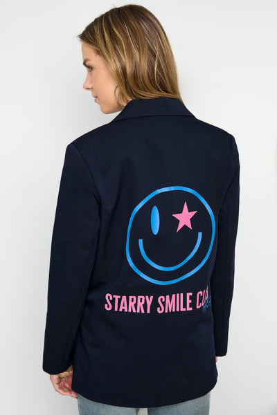 Oversized Blazer - Starry - Bedruckt - Loose Fit Blazer - Damen Blazer