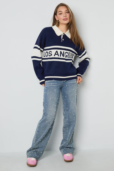 Polo Pullover - Los Angeles - mit Kragen - Strickpullover - Damenstrickwaren