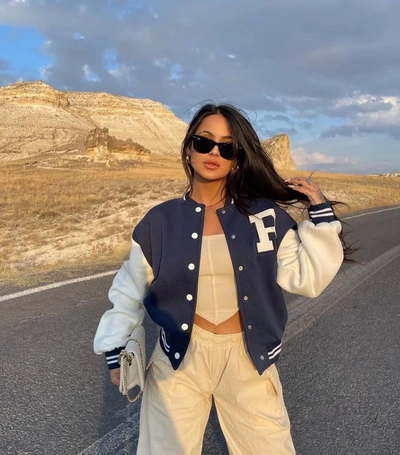 Bomberjacke | Oversized | Mit Knöpfen | Baseballjacke | Damenjacke