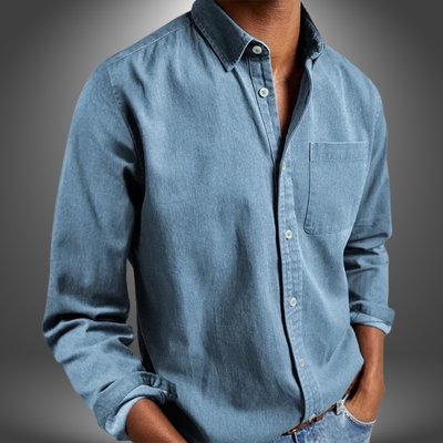 Denim Hemd | Langarm | Normale Passform | Button-Up Hemd | Herrenhemden