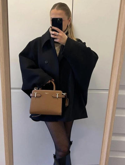 Wolljacke – Oversized – Herbst – Kurzer Trenchcoat – Winterjacke für Frauen