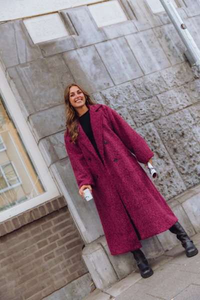Langer Mantel – Damen-Teddy-Mantel mit doppelter Knopfleiste für Herbst und Winter