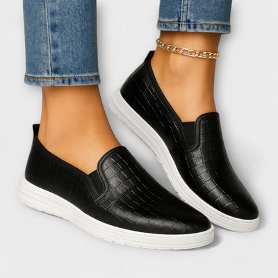 Schwarze Loafer - Bequeme Slip-On Loafer Schuhe für Frauen