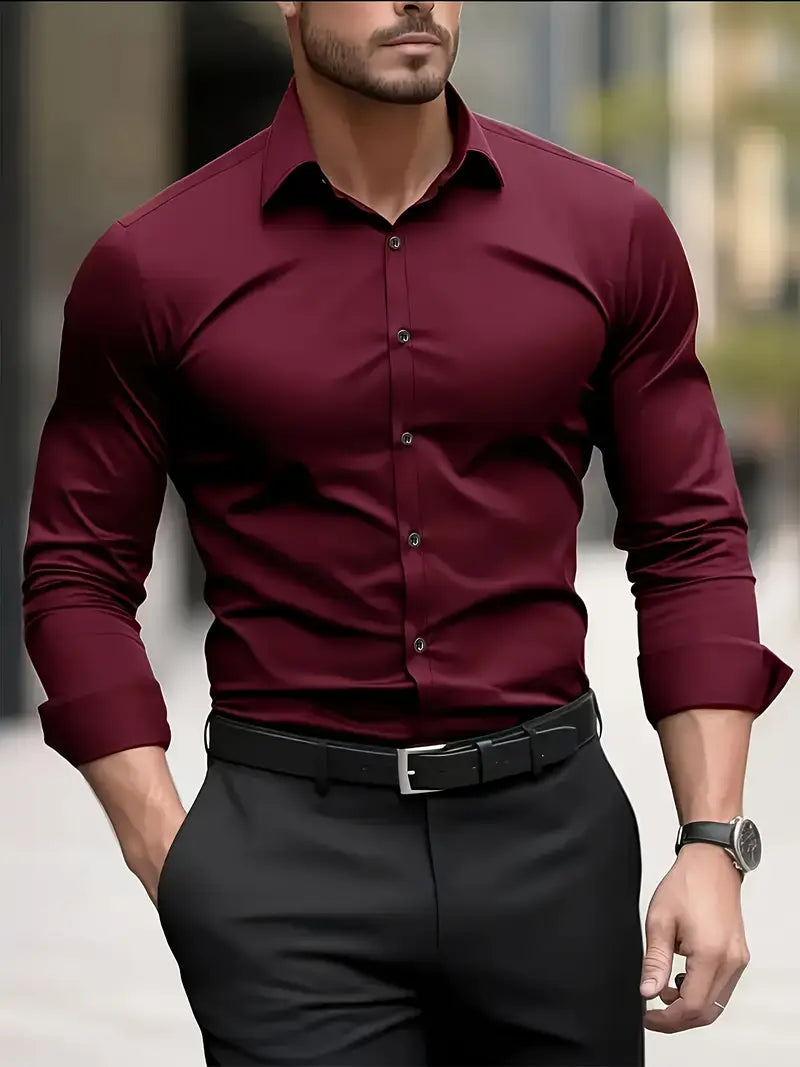 Bügelfreies Hemd | Knitterfrei | Slim Fit | Button-Up Hemd | Herrenhemden