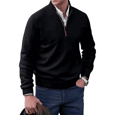 Mens Quarter Zip Jumper - Winter - Pullover - Strickpulli - Mens Half Zip Sweater