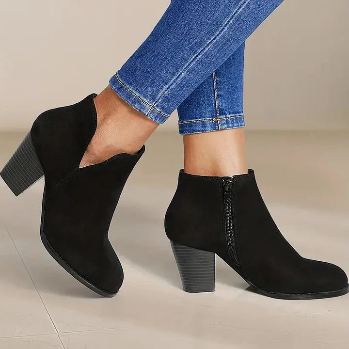 Stiefel mit Absatz | Wildleder | Blockabsatz | Stiefeletten | Damenstiefel