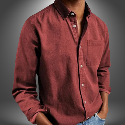 Denim Hemd | Langarm | Normale Passform | Button-Up Hemd | Herrenhemden