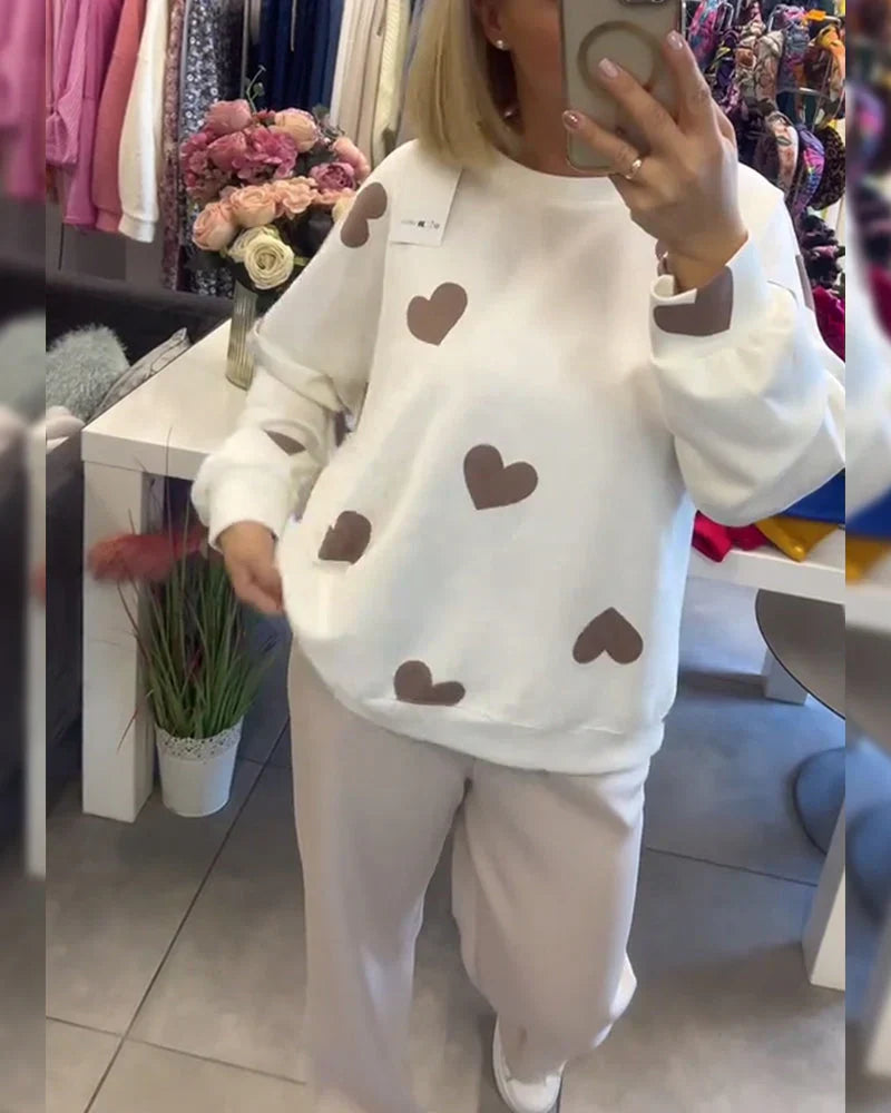 Herz-Pullover | Weiß | Pullover | Herz-Pullover | Damen-Sweatshirt