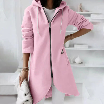 Langer Hoodie | Lässig | Reißverschluss | Hoodie-Jacke | Damenbekleidung