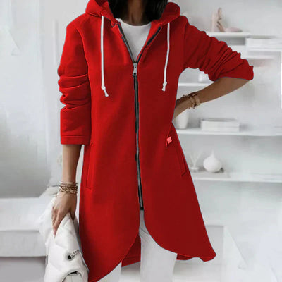 Langer Hoodie | Lässig | Reißverschluss | Hoodie-Jacke | Damenbekleidung
