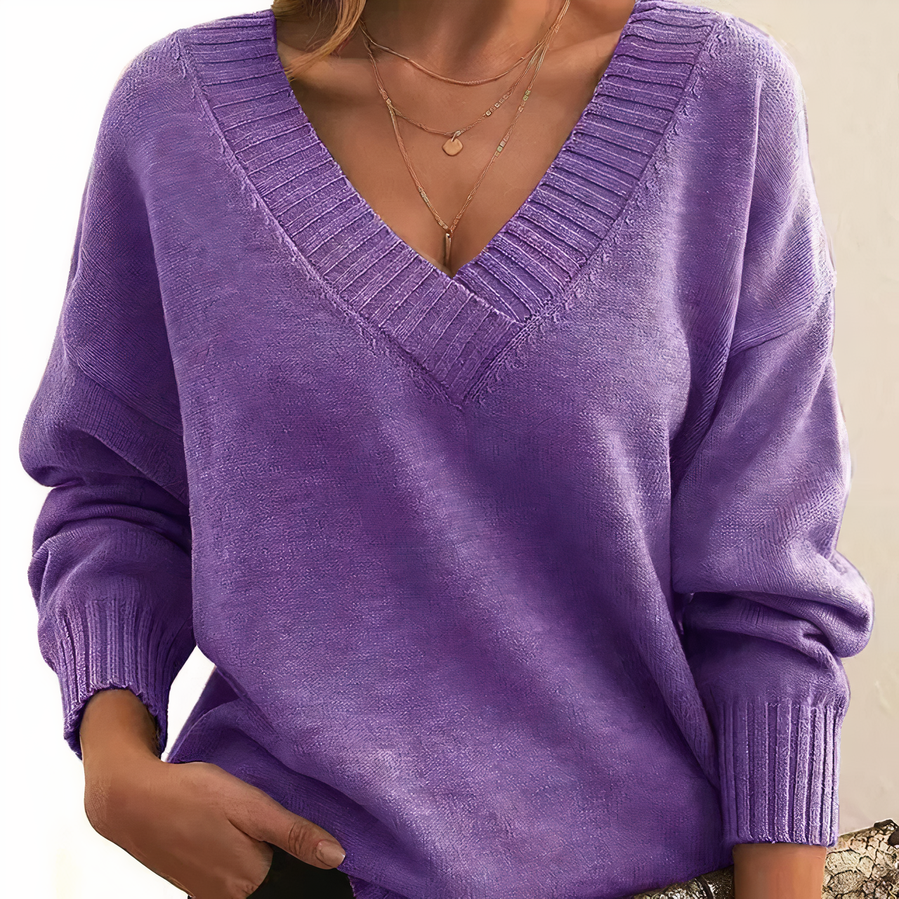 Pullover mit V-Ausschnitt | Casual | Loose Fit | Strickpullover | Damenstrickwaren