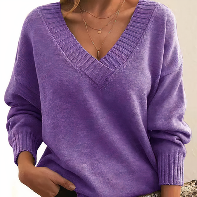Pullover mit V-Ausschnitt | Casual | Loose Fit | Strickpullover | Damenstrickwaren