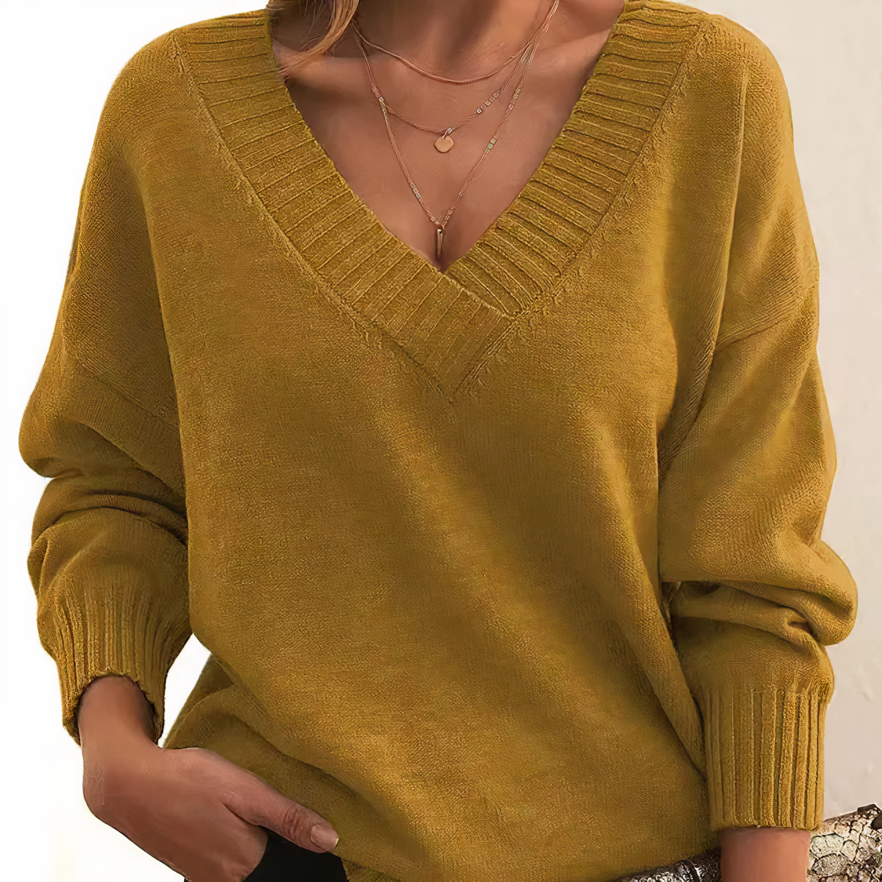 Pullover mit V-Ausschnitt | Casual | Loose Fit | Strickpullover | Damenstrickwaren