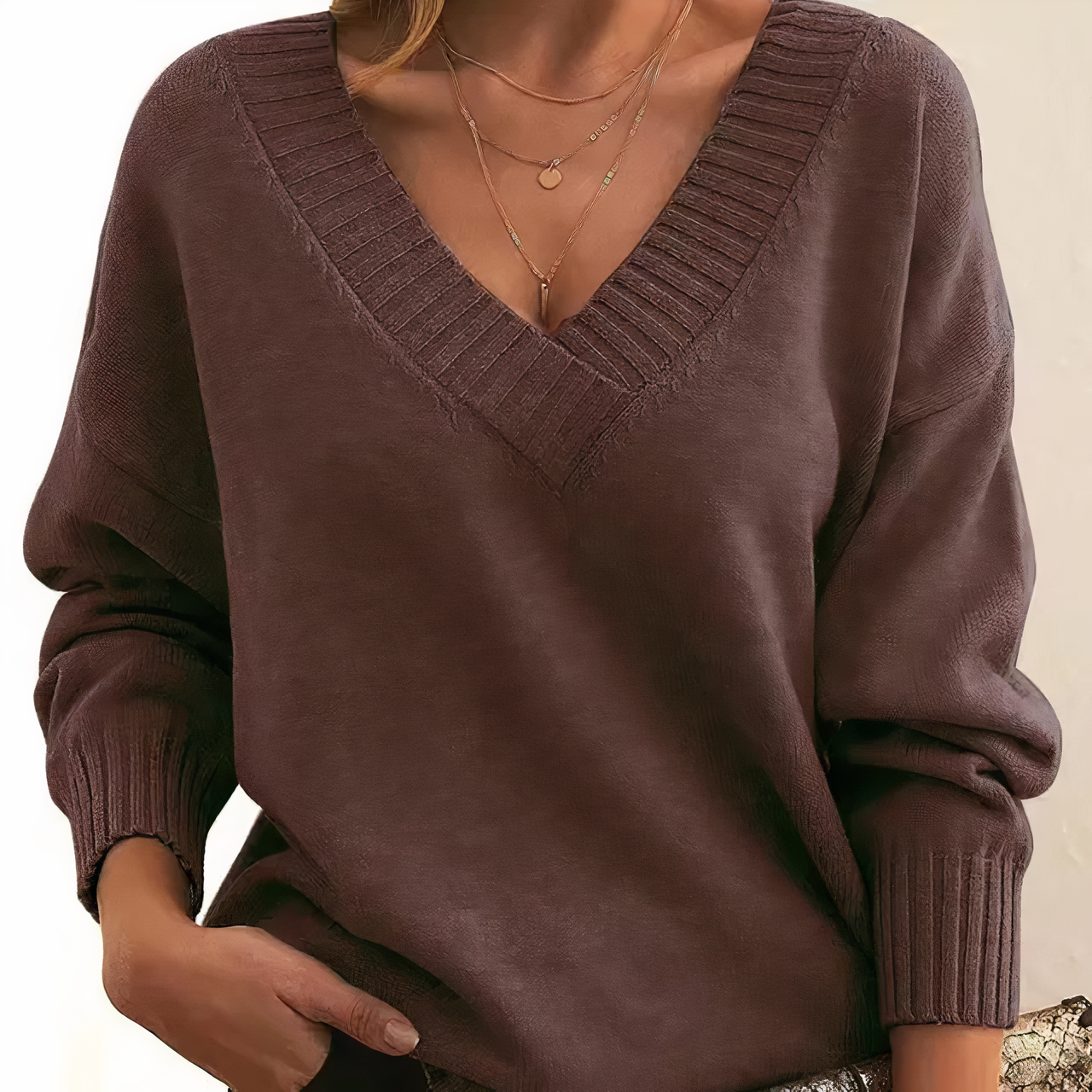 Pullover mit V-Ausschnitt | Casual | Loose Fit | Strickpullover | Damenstrickwaren