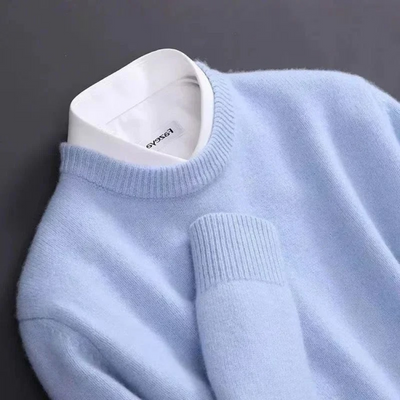 Strickpullover – Einfarbiger Strickpullover mit Rundhalsausschnitt für Männer für den Winter
