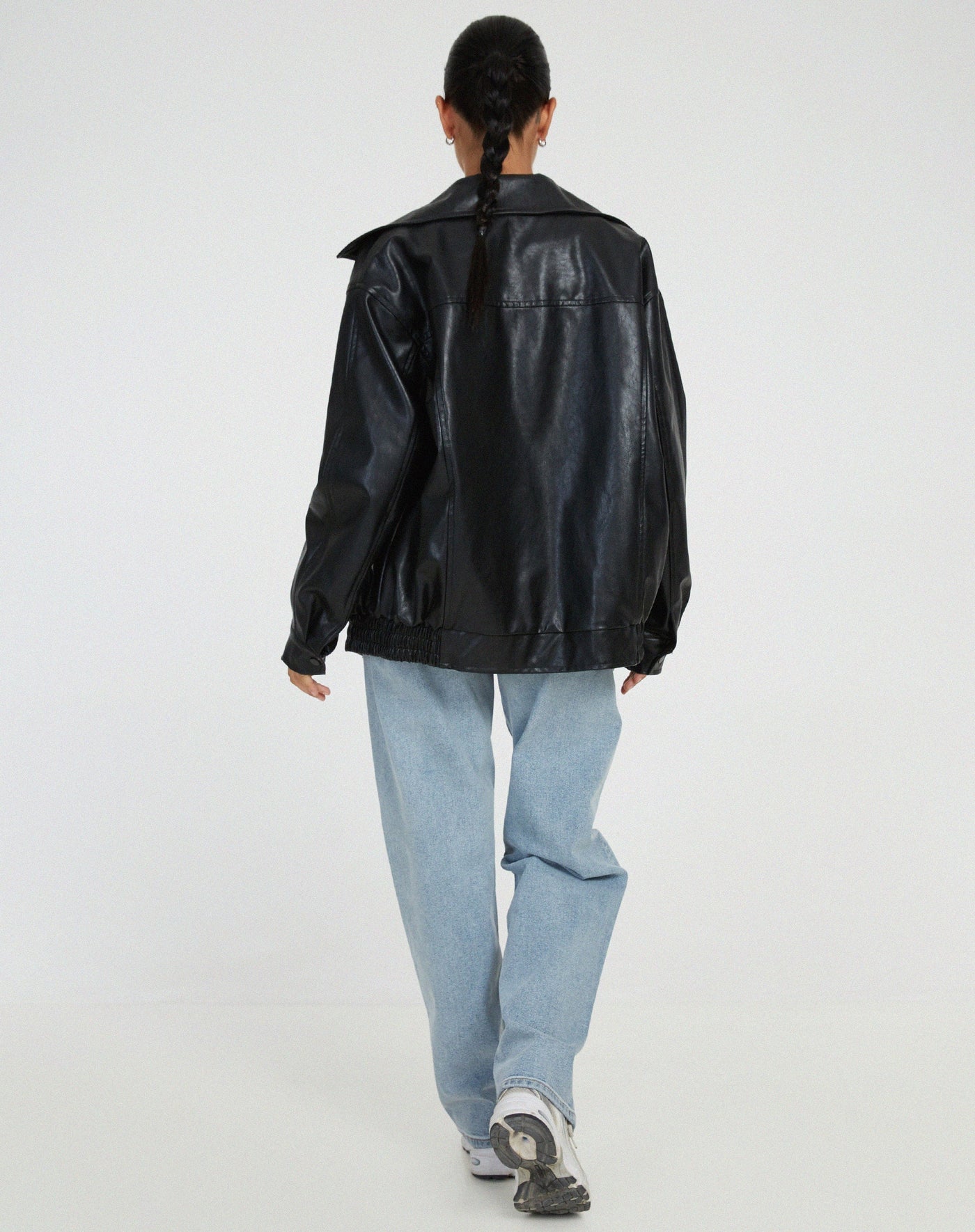 Kunstlederjacke | Oversize | Reißverschluss | Leder-Bomberjacke | Kunstlederjacke Damen