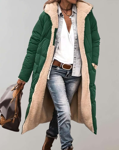 Langer Puffermantel | Warm | Fleece gefüttert | Wintermantel | Langer Mantel Frauen