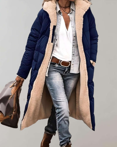 Langer Puffermantel | Warm | Fleece gefüttert | Wintermantel | Langer Mantel Frauen