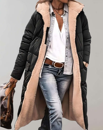 Langer Puffermantel | Warm | Fleece gefüttert | Wintermantel | Langer Mantel Frauen