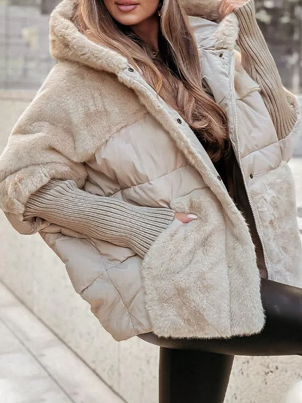 Übergroße Jacke – Kunstfell – Gefüttert – Daunenjacke – Winterjacke für Damen