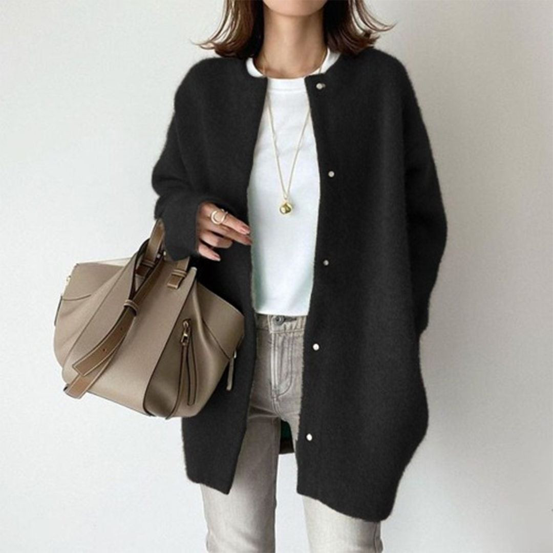 Damen-Strickjacke | Oversized | Mit Knöpfen | Gestrickte Strickjacke | Damen-Strickmode