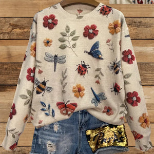 Blumen-Pullover - Gestrickter Pullover in Übergröße für Frauen-Fashion Peak