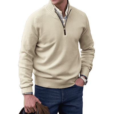 Mens Quarter Zip Jumper - Winter - Pullover - Strickpulli - Mens Half Zip Sweater
