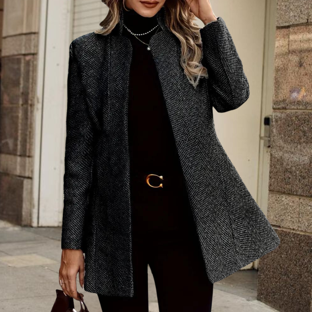 Trenchcoat aus Wolle - Damen Blazerjacke mit offener Front für den Herbst