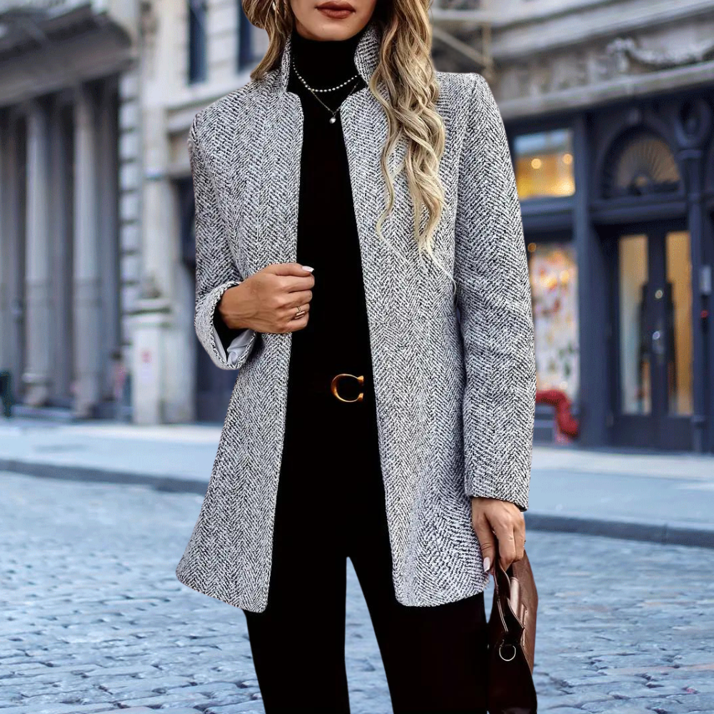 Trenchcoat aus Wolle - Damen Blazerjacke mit offener Front für den Herbst