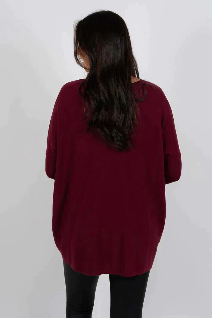 Langer Pullover | Lockere Passform | Taschen | Übergroßer Pullover | Damenstrickwaren