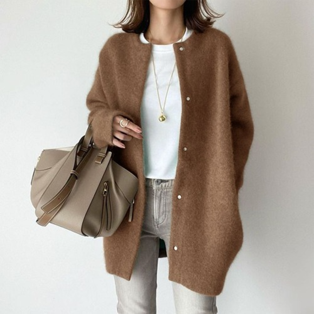 Damen-Strickjacke | Oversized | Mit Knöpfen | Gestrickte Strickjacke | Damen-Strickmode