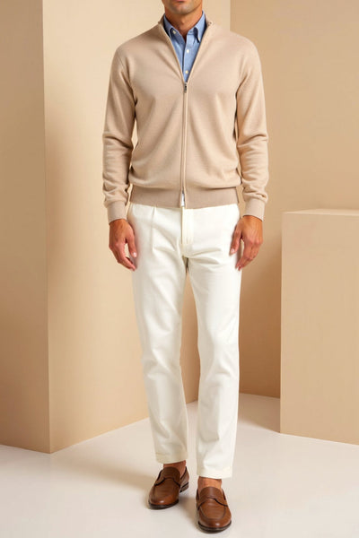 Cardigan mit Reißverschluss – Herren-Cardigan mit langen Ärmeln und durchgehendem Reißverschluss-Chaps Herrenmode