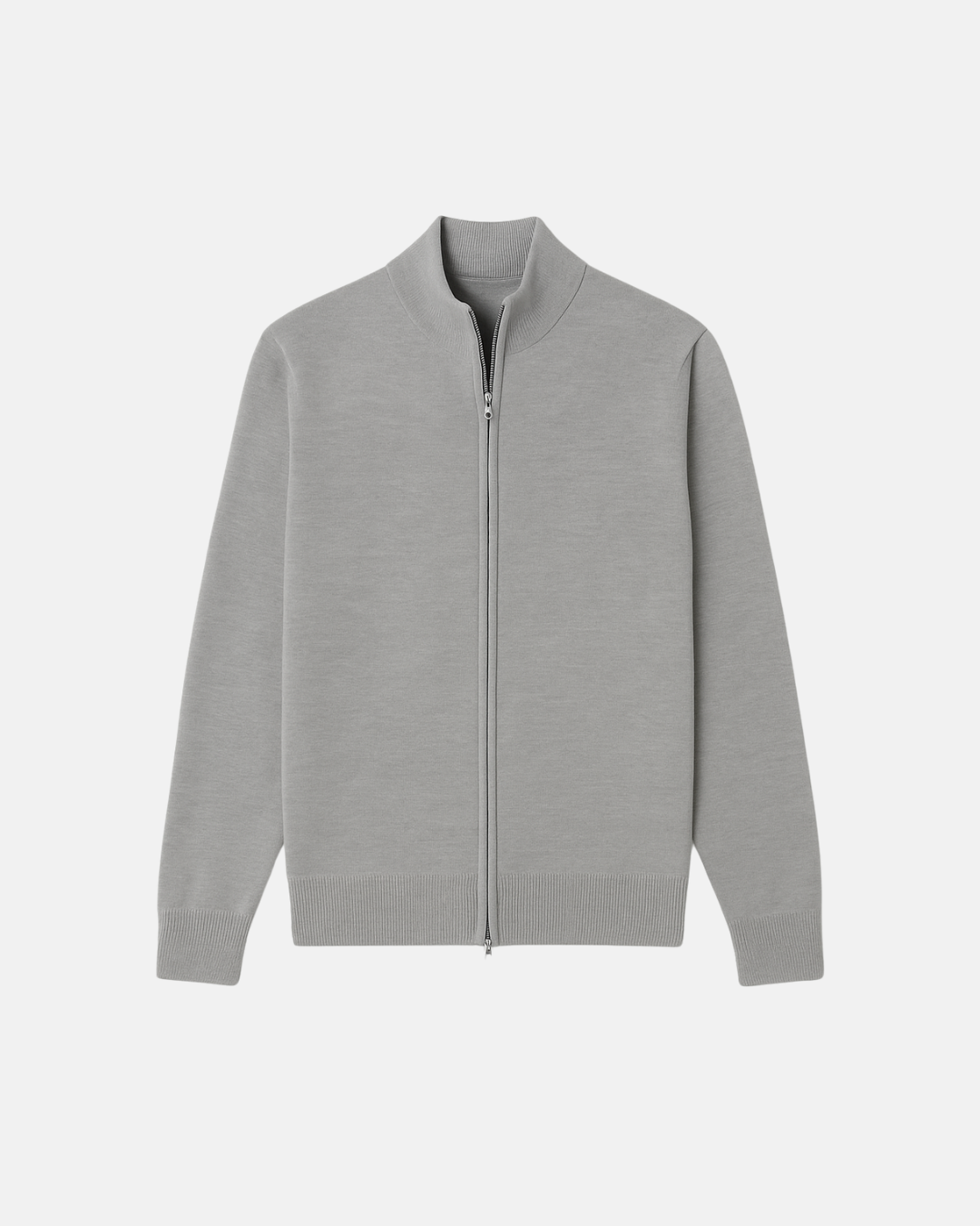 Cardigan mit Reißverschluss – Herren-Cardigan mit langen Ärmeln und durchgehendem Reißverschluss-Grau-S-Chaps Herrenmode