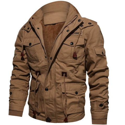 Cargo Jacket - Men's Casual Hooded Fleece Lined Jacket-Chaps Herrenmode