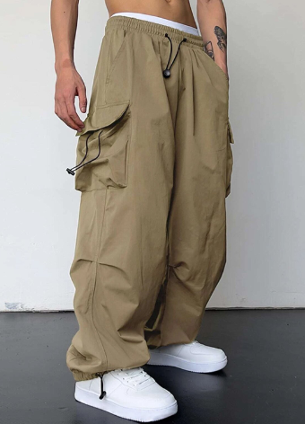 Cargohosen | Lose Passform | Kordelzug | Baggy-Hosen | Herrenbekleidung-Pants-Fashion Peak-Khaki-S-Fashion Peak