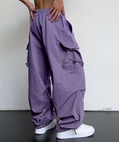 Cargohosen | Lose Passform | Kordelzug | Baggy-Hosen | Herrenbekleidung-Pants-Fashion Peak-Lila-S-Fashion Peak