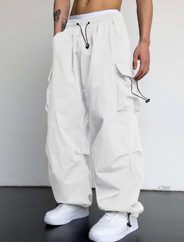 Cargohosen | Lose Passform | Kordelzug | Baggy-Hosen | Herrenbekleidung-Pants-Fashion Peak-Weiß-S-Fashion Peak