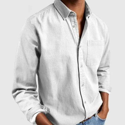 Hemd mit Knöpfen | Langarm | Kragen | Denim-Hemd | Herrenhemd