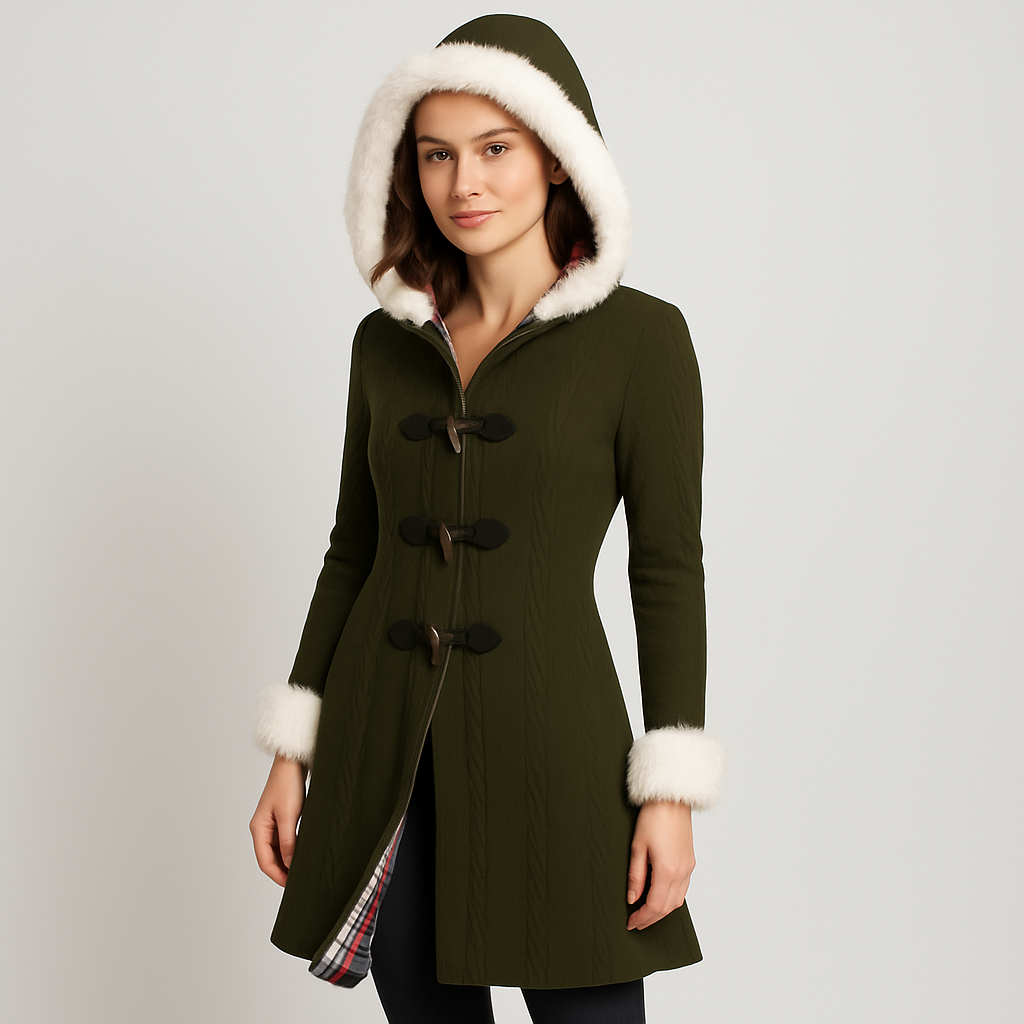 Damen-Strickjacke – mit Kapuze – ausgestellter Saum – Cardigan-Mantel – Damen-Manteljacke