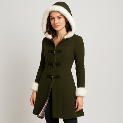 Damen-Strickjacke – mit Kapuze – ausgestellter Saum – Cardigan-Mantel – Damen-Manteljacke