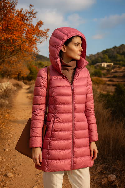 Daunenjacke – Leicht – Mit Kapuze – Pufferjacke – Wintermantel für Frauen